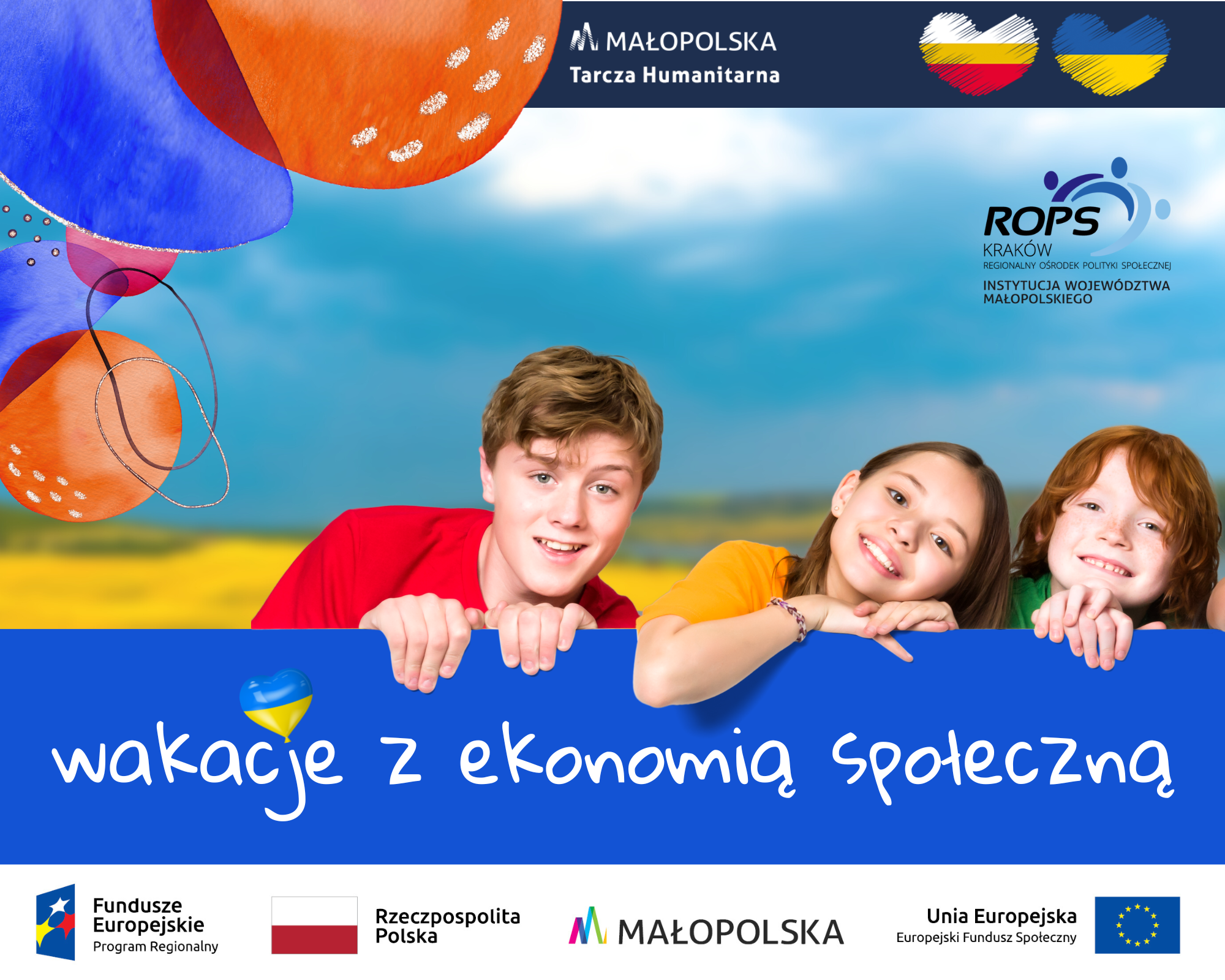 wakacje z ekonomią społeczną - baner z e zdjęciem dzieci